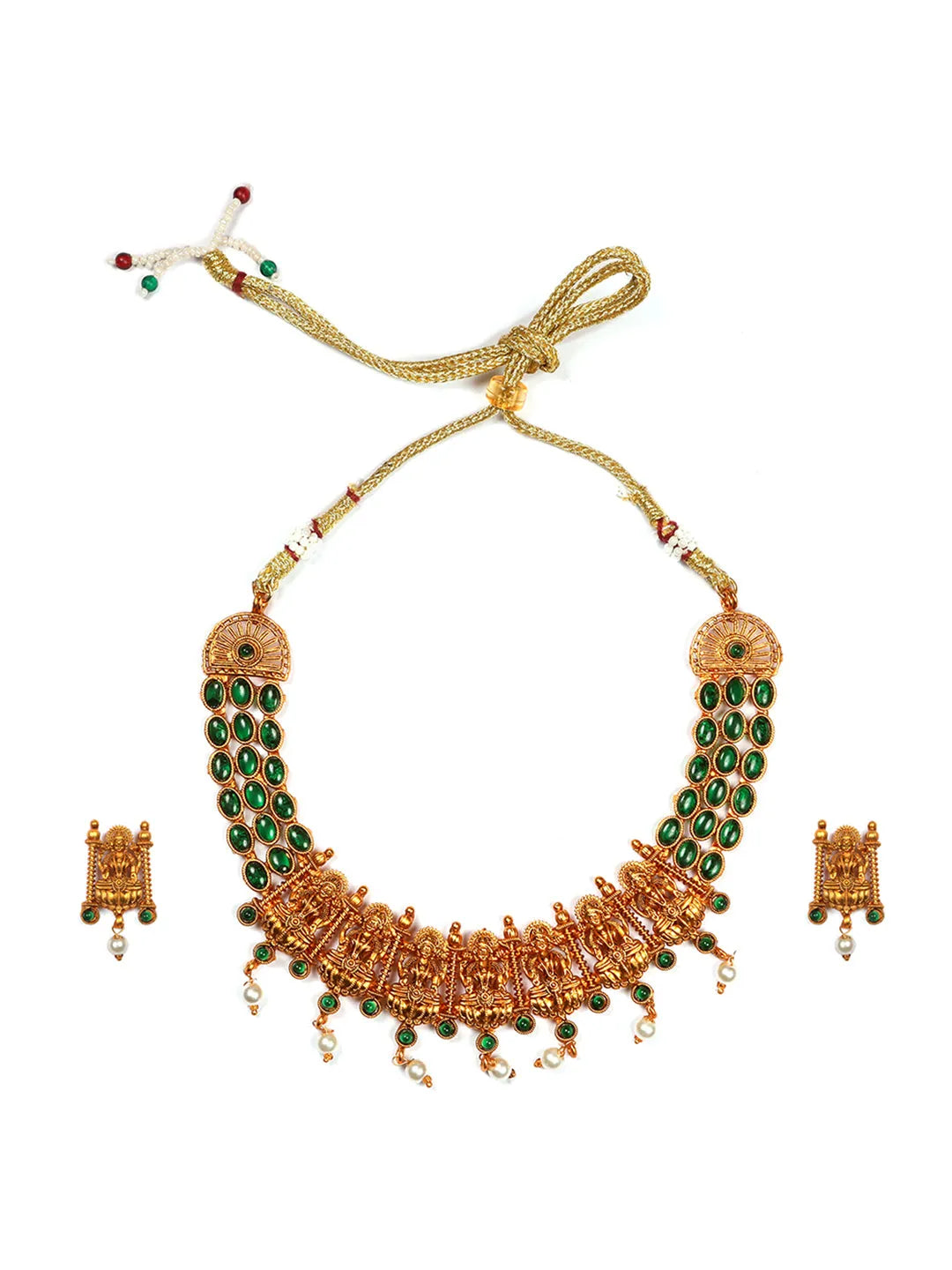 Traditional Laxmi Green Kemp Necklace Set