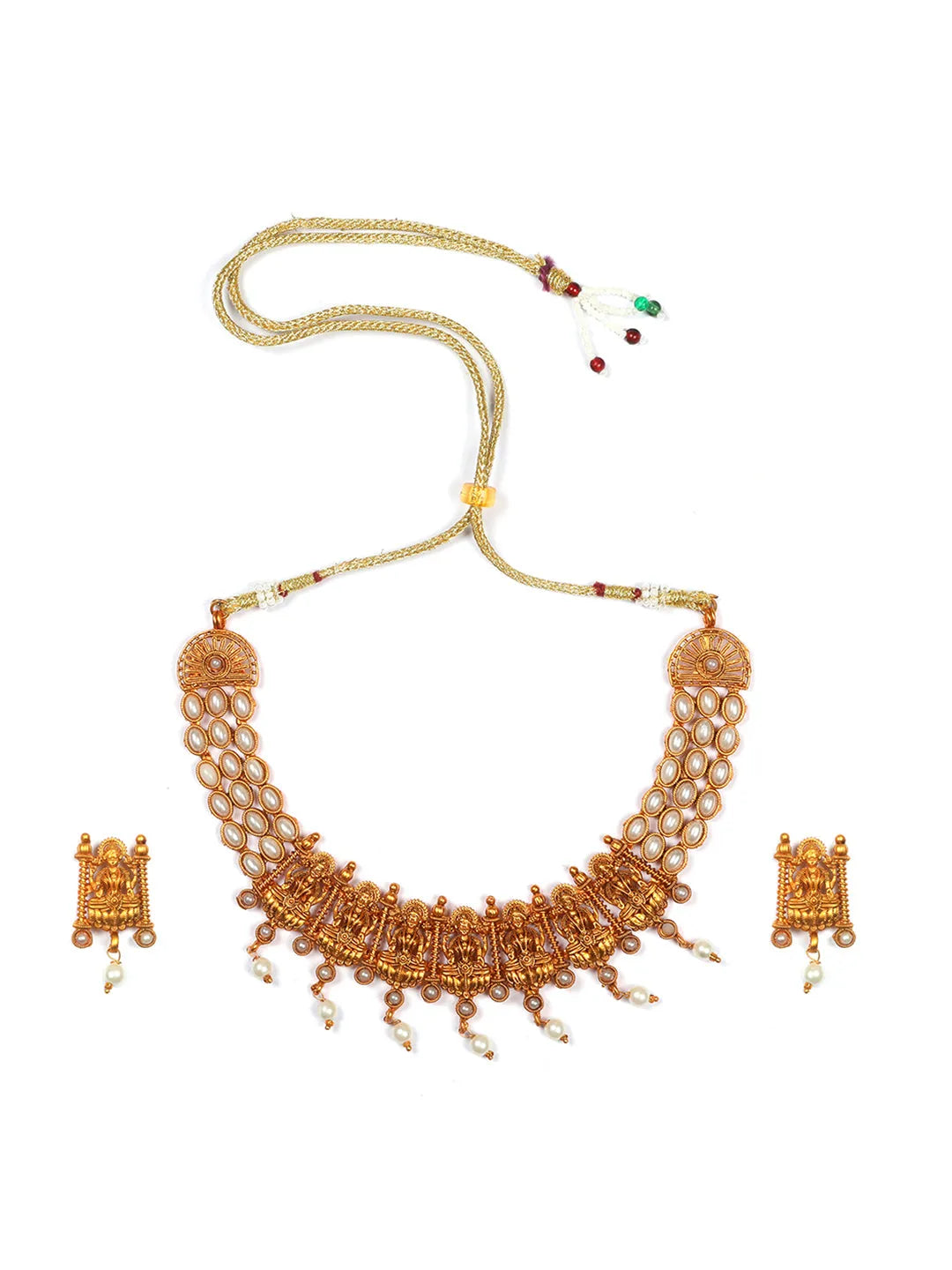 Traditional Laxmi White Kemp Necklace Set