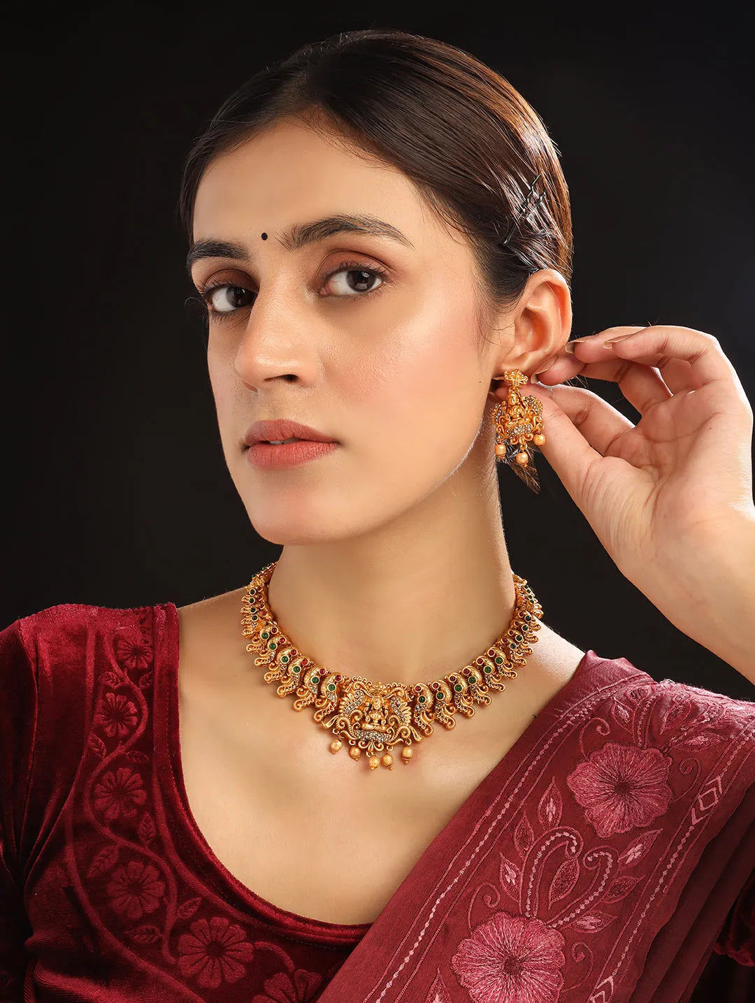 Gorgeous AD Stone Laxmi Necklace Set