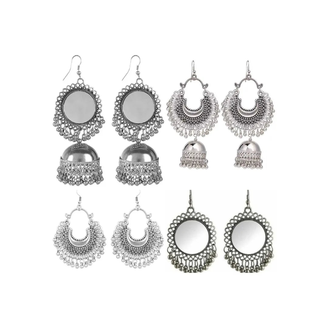 Antique Top &amp; famous Silver Kashmiri Triple Alloy Chandbali Earring, Jhumki Earring () Samridhi DC