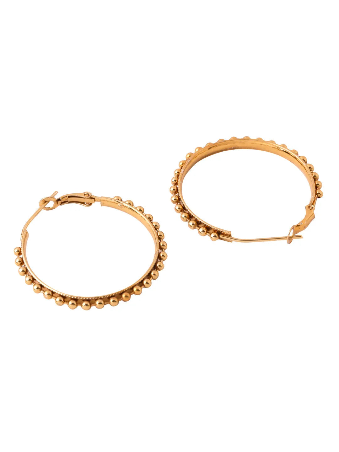 Gold Toned Beaded Circular Hoop Earrings