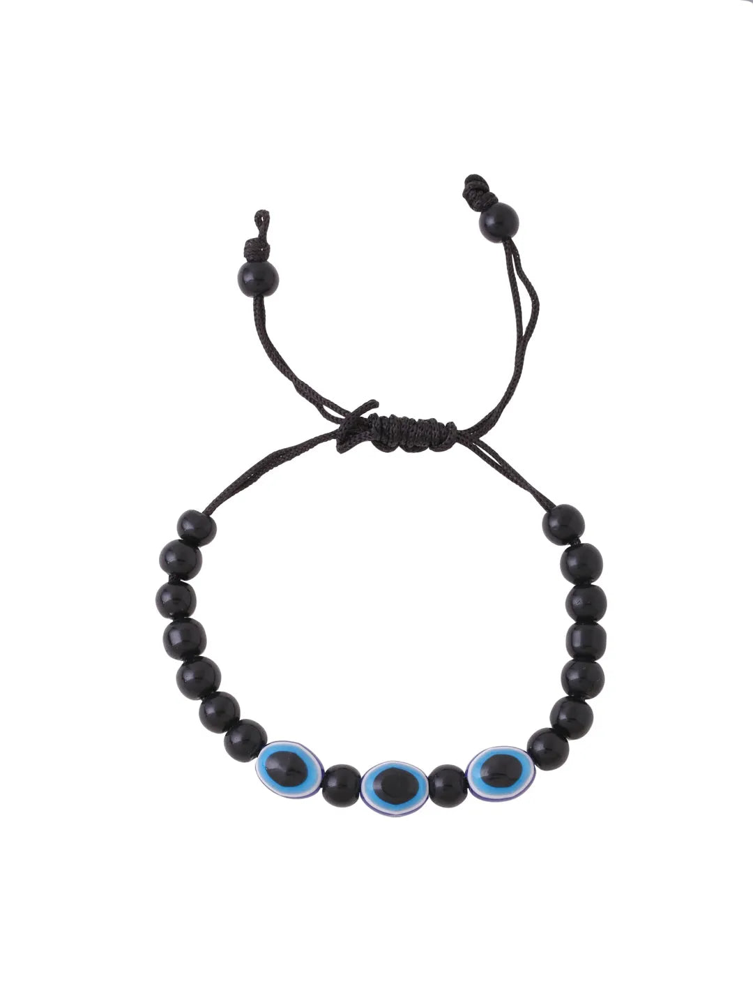 unisex black evil eye beaded adjsutable bracelet