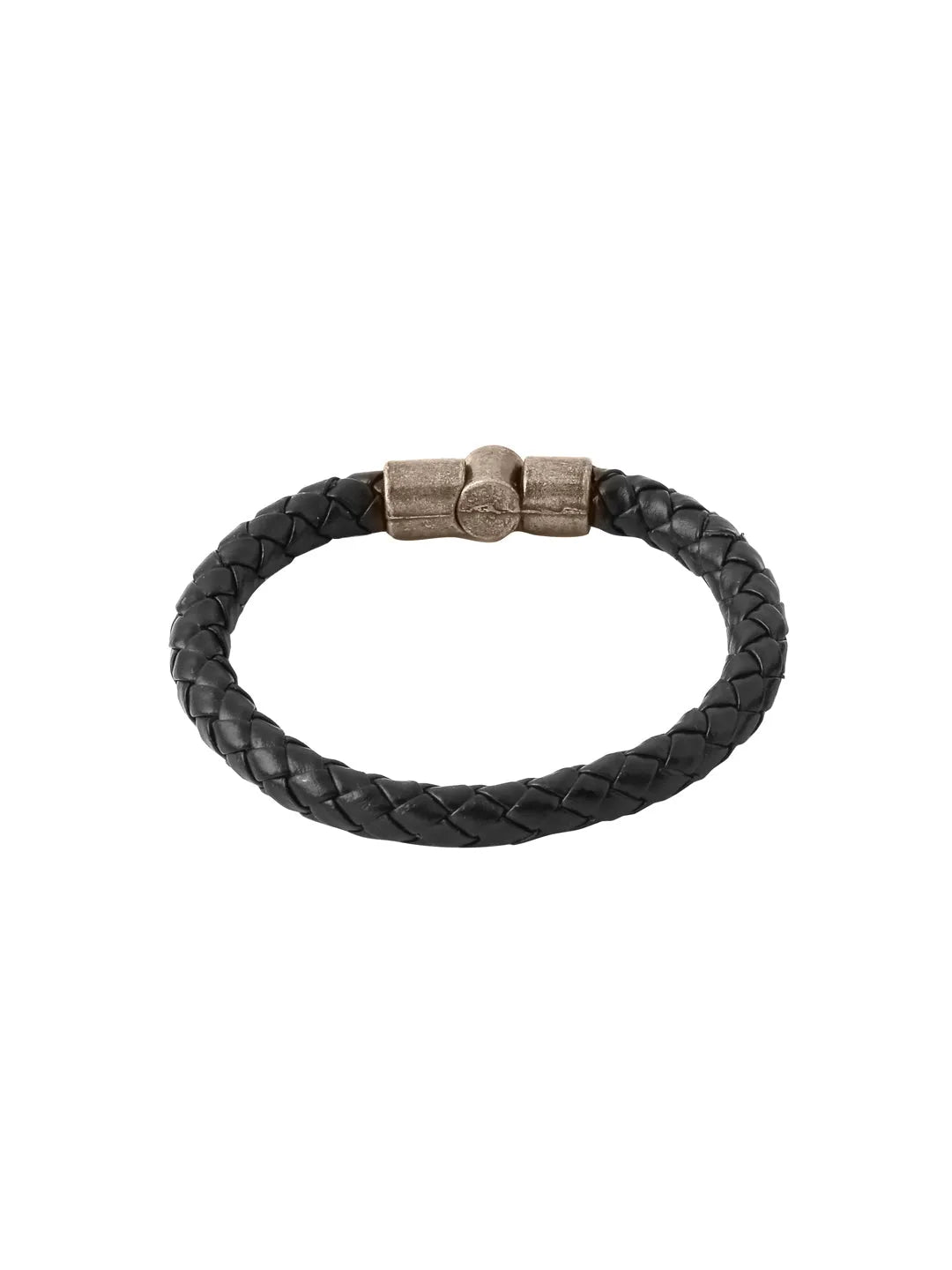 Men Black leather wraparound bracelet