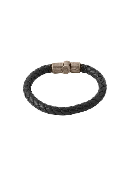 Men Black leather wraparound bracelet