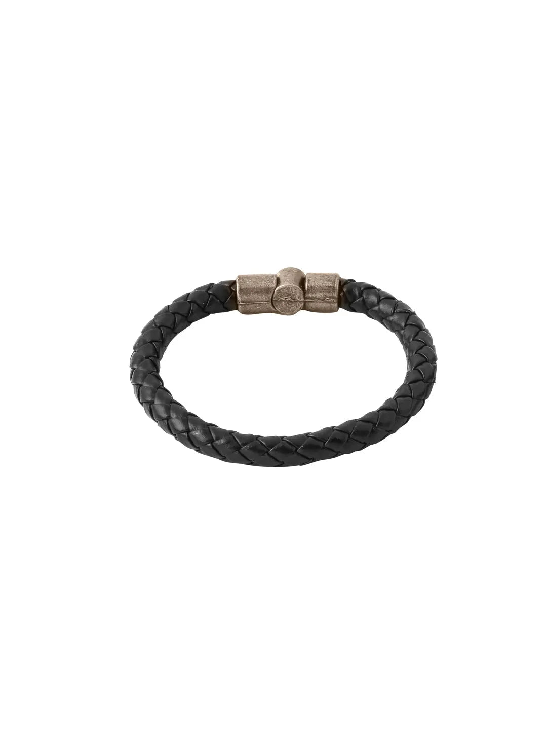 Men Black leather wraparound bracelet