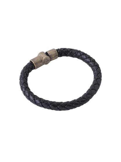 Men Black leather wraparound bracelet