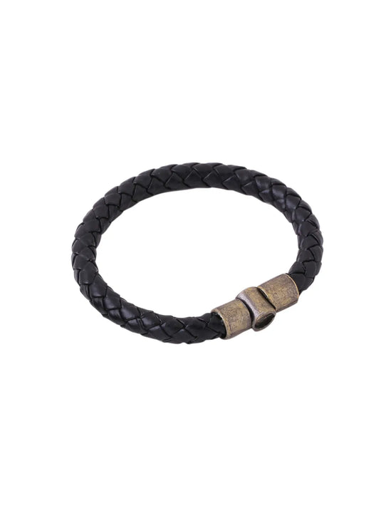 Men Black leather wraparound bracelet