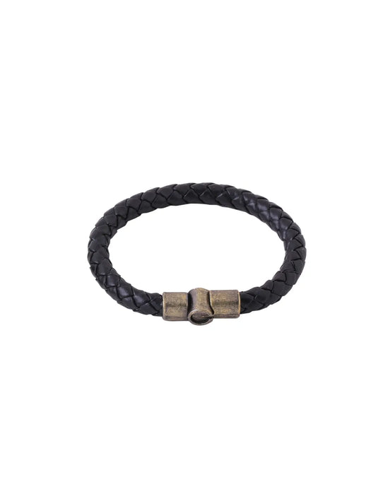 Men Black leather wraparound bracelet