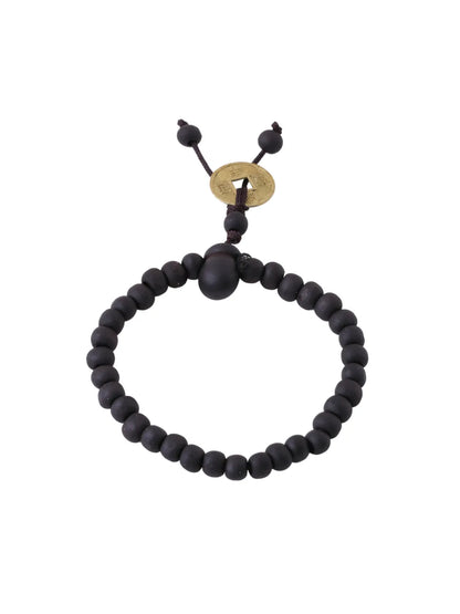 unisex black beads adjustable bracelet