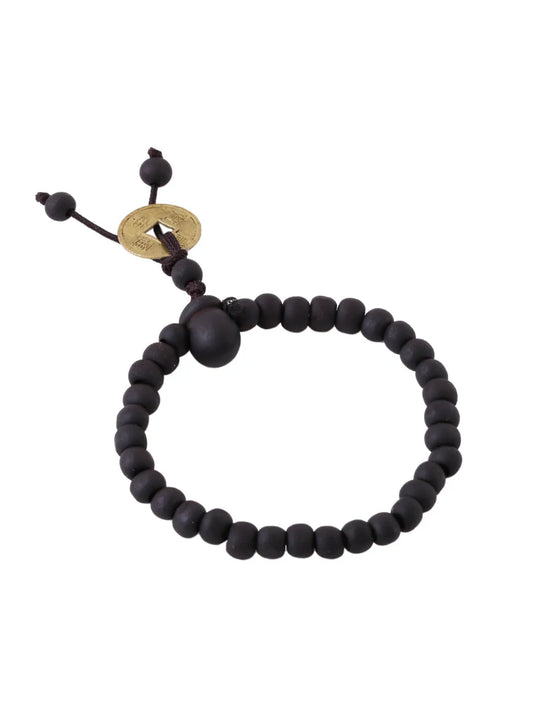 unisex black beads adjustable bracelet