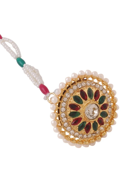 Gold Plated Kundan Borla Maang Tika