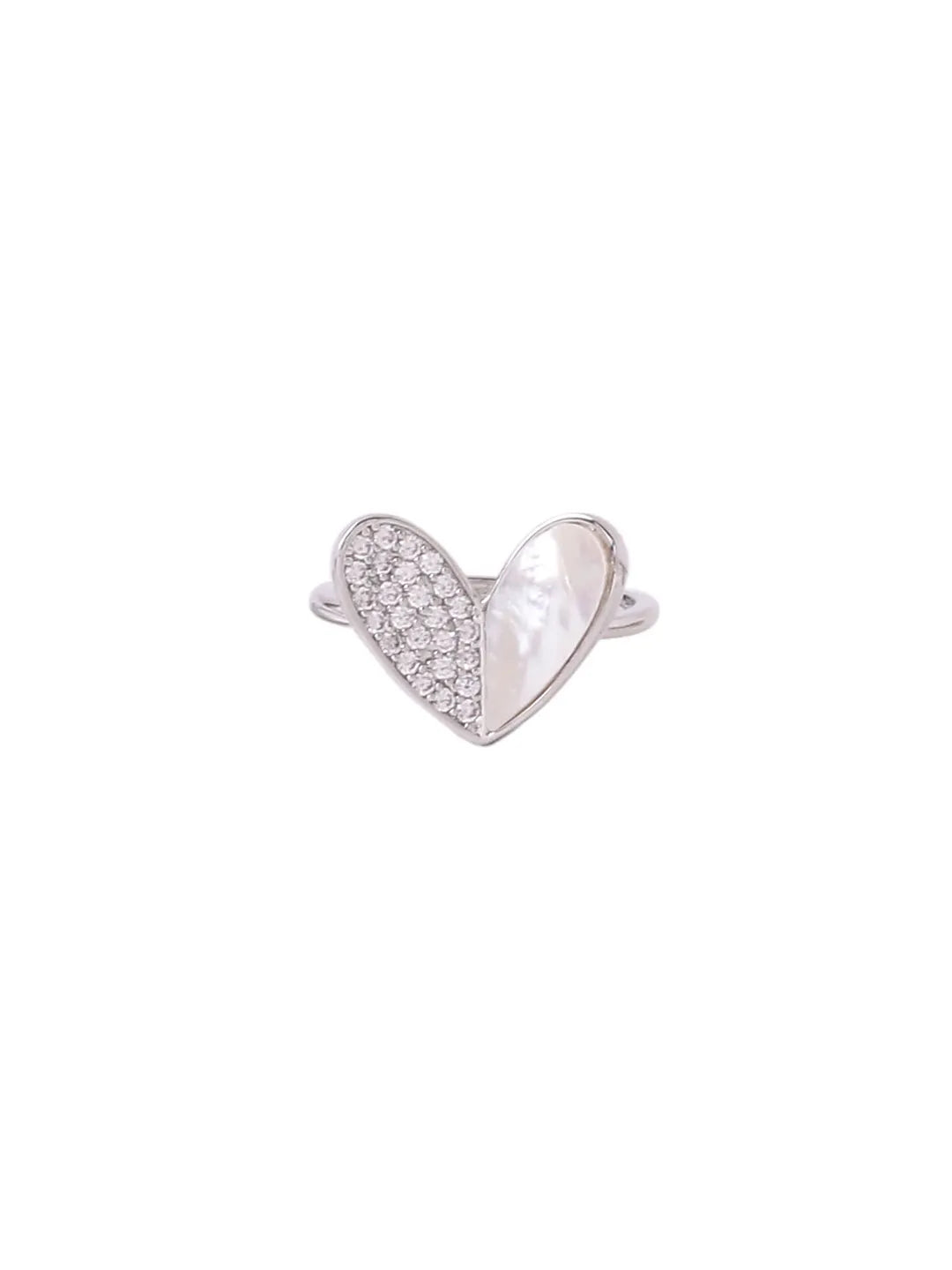 Gold Plated and white CZ Studded adjustable finger ring