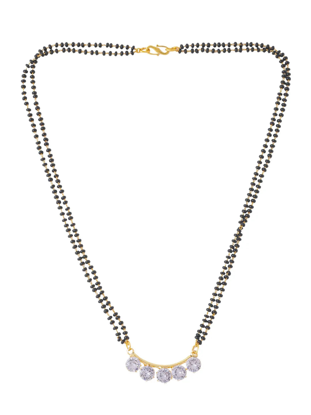 Black Gold Plated Beaded and Stone Studded Mangalsutra