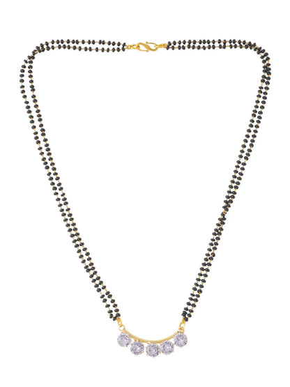 Black Gold Plated Beaded and Stone Studded Mangalsutra