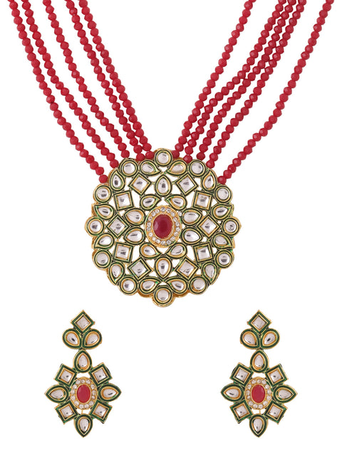 Gold Plated Kundan Studded Jewellery Set