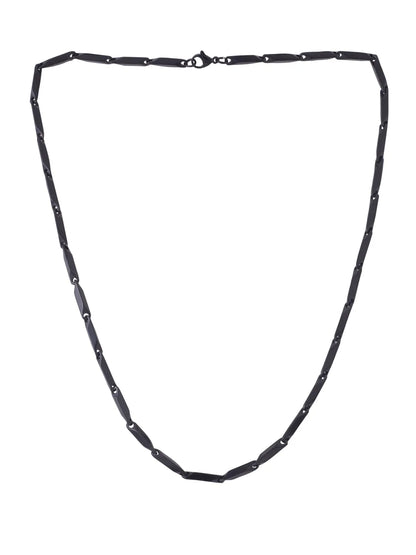 Men Black -Toned Stainless Steel Rhodium Plated Chain