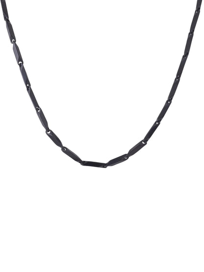 Men Black -Toned Stainless Steel Rhodium Plated Chain