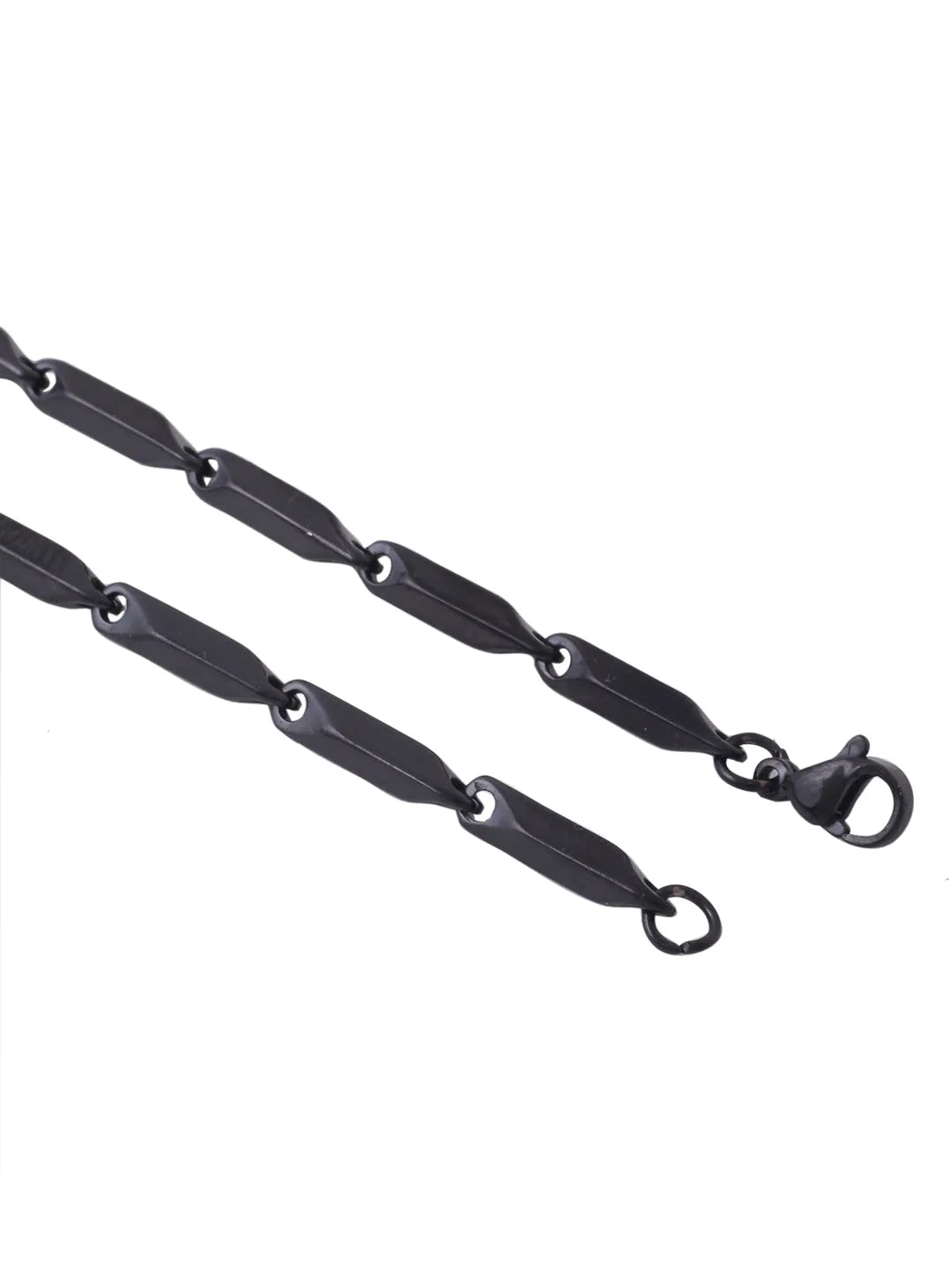 Men Black -Toned Stainless Steel Rhodium Plated Chain