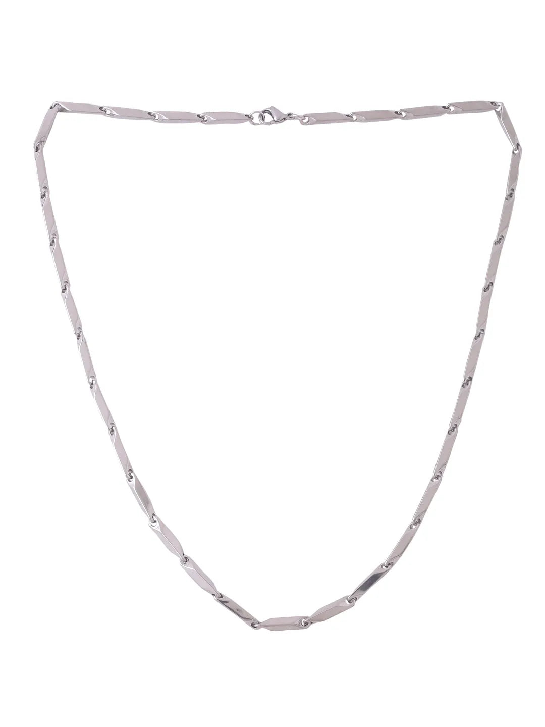 Men Silver-Toned Stainless Steel Rhodium Plated Chain