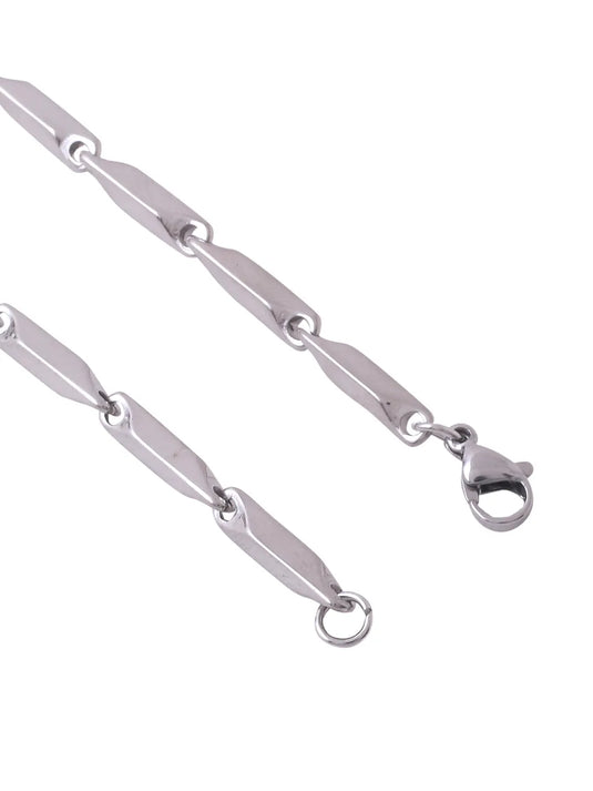 Men Silver-Toned Stainless Steel Rhodium Plated Chain