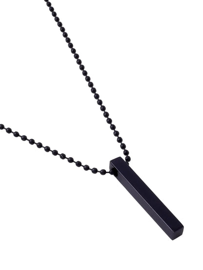 Men Black -Toned Stainless Steel Rhodium Plated Chain With Pendant