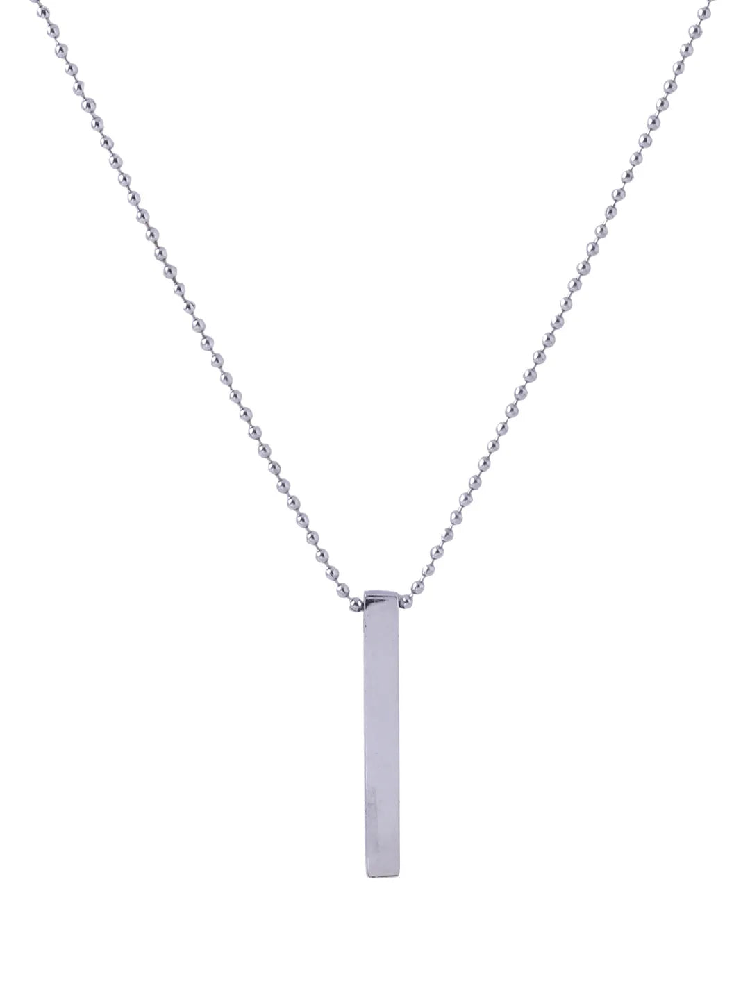 Men Silver-Toned Stainless Steel Rhodium Plated Chain With Pendant