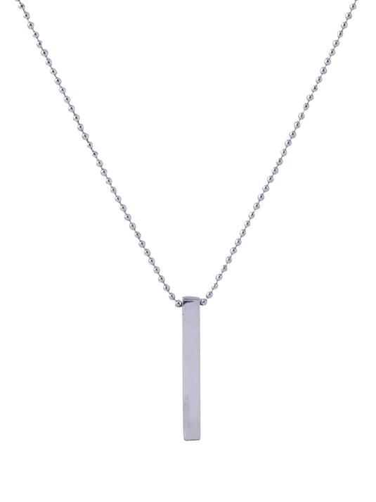 Men Silver-Toned Stainless Steel Rhodium Plated Chain With Pendant