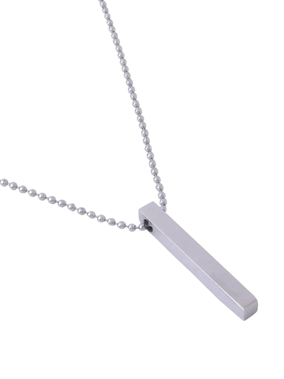 Men Silver-Toned Stainless Steel Rhodium Plated Chain With Pendant