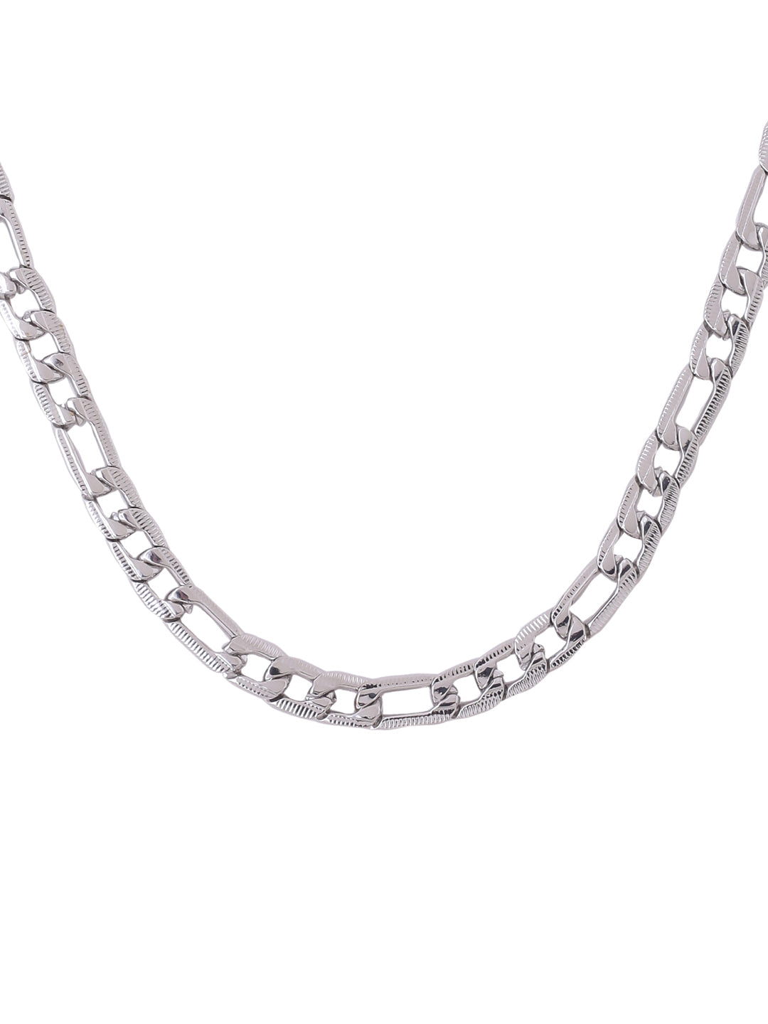 Men Silver-Toned Stainless Steel Rhodium Plated Chain