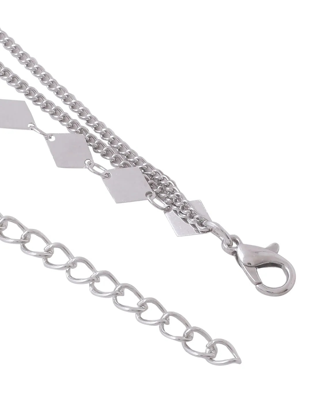 3 Layered Silver Toned Chain Set