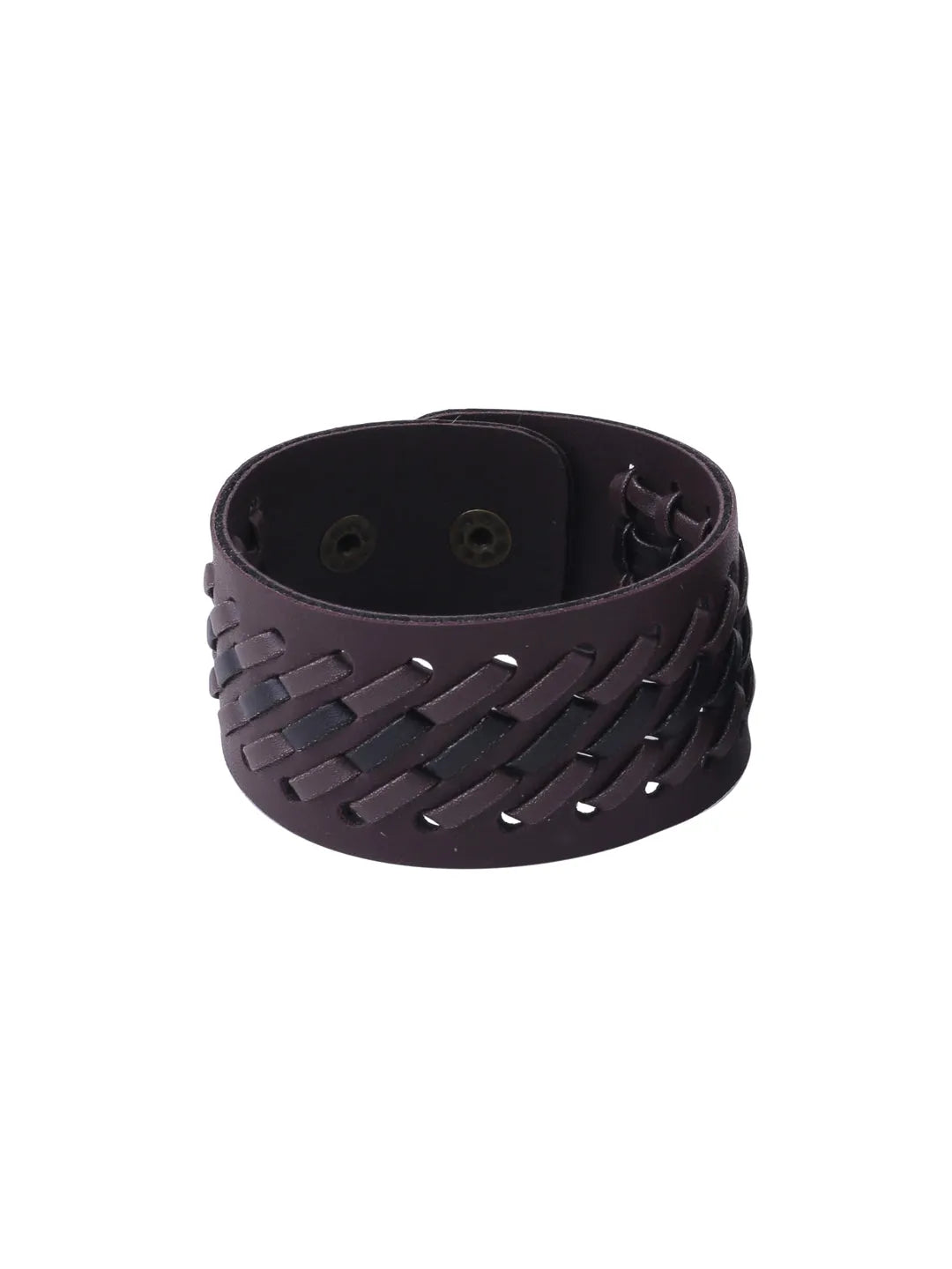 Men Black leather wraparound bracelet