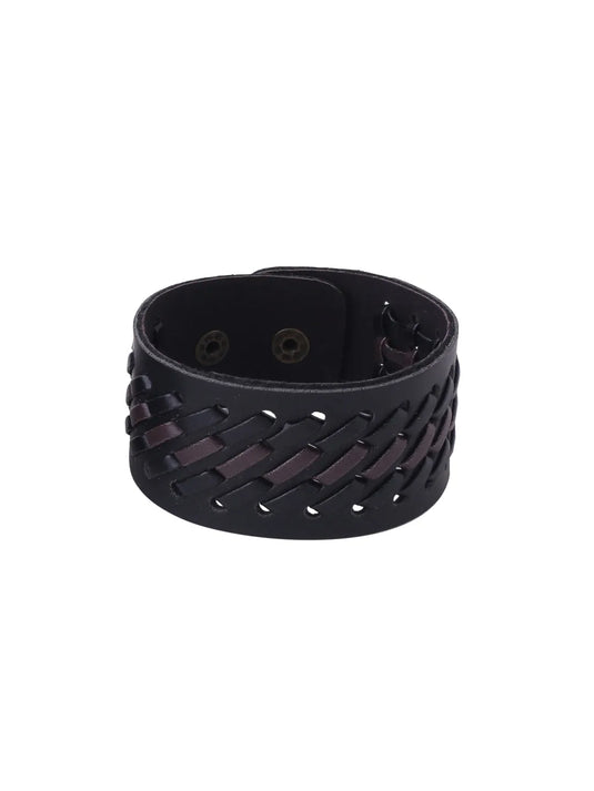 Men Black leather wraparound bracelet