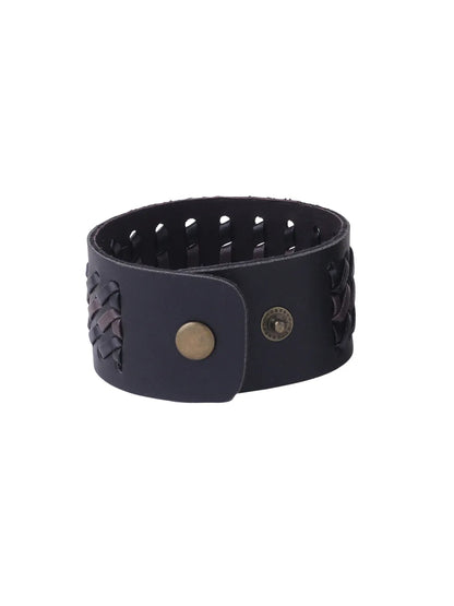 Men Black leather wraparound bracelet