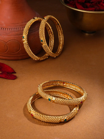 Set of 4 Kundan Studded Bangles