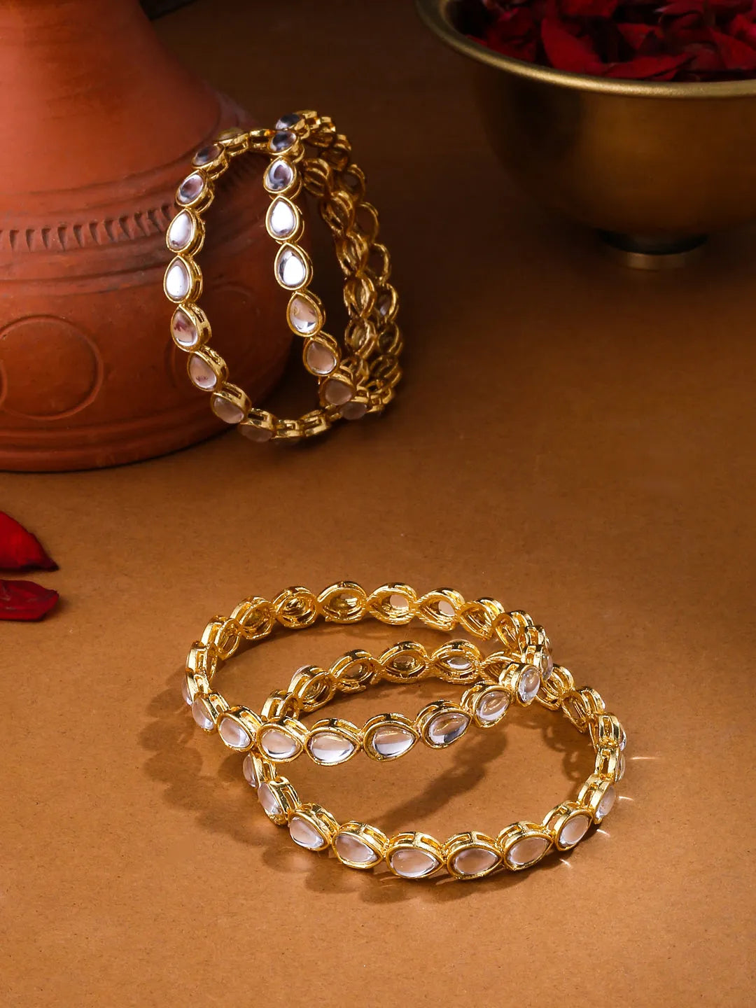 Set of 4 Kundan Studded Bangles