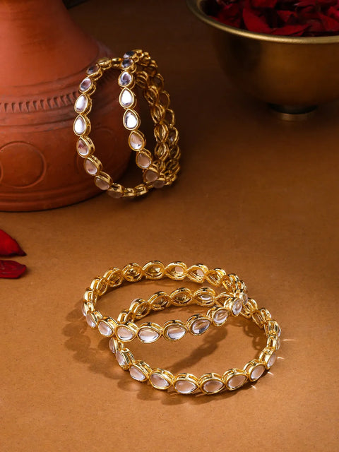 Set of 4 Kundan Studded Bangles