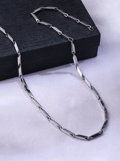 Men Silver-Toned Stainless Steel Rhodium Plated Chain