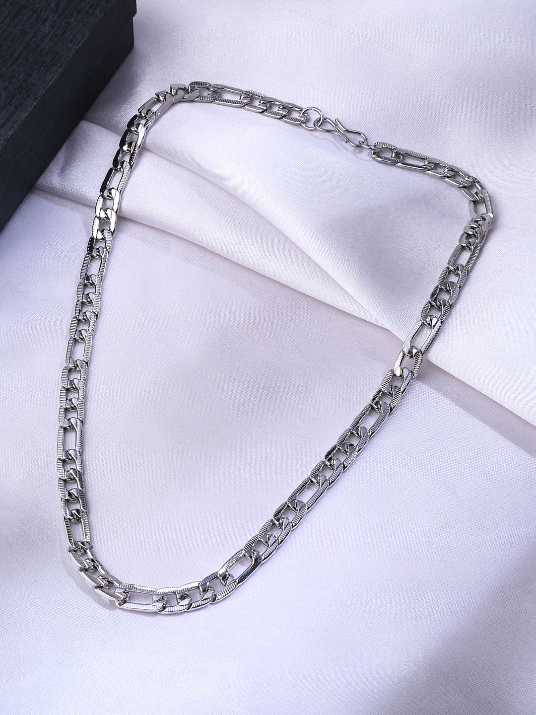 Men Silver-Toned Stainless Steel Rhodium Plated Chain