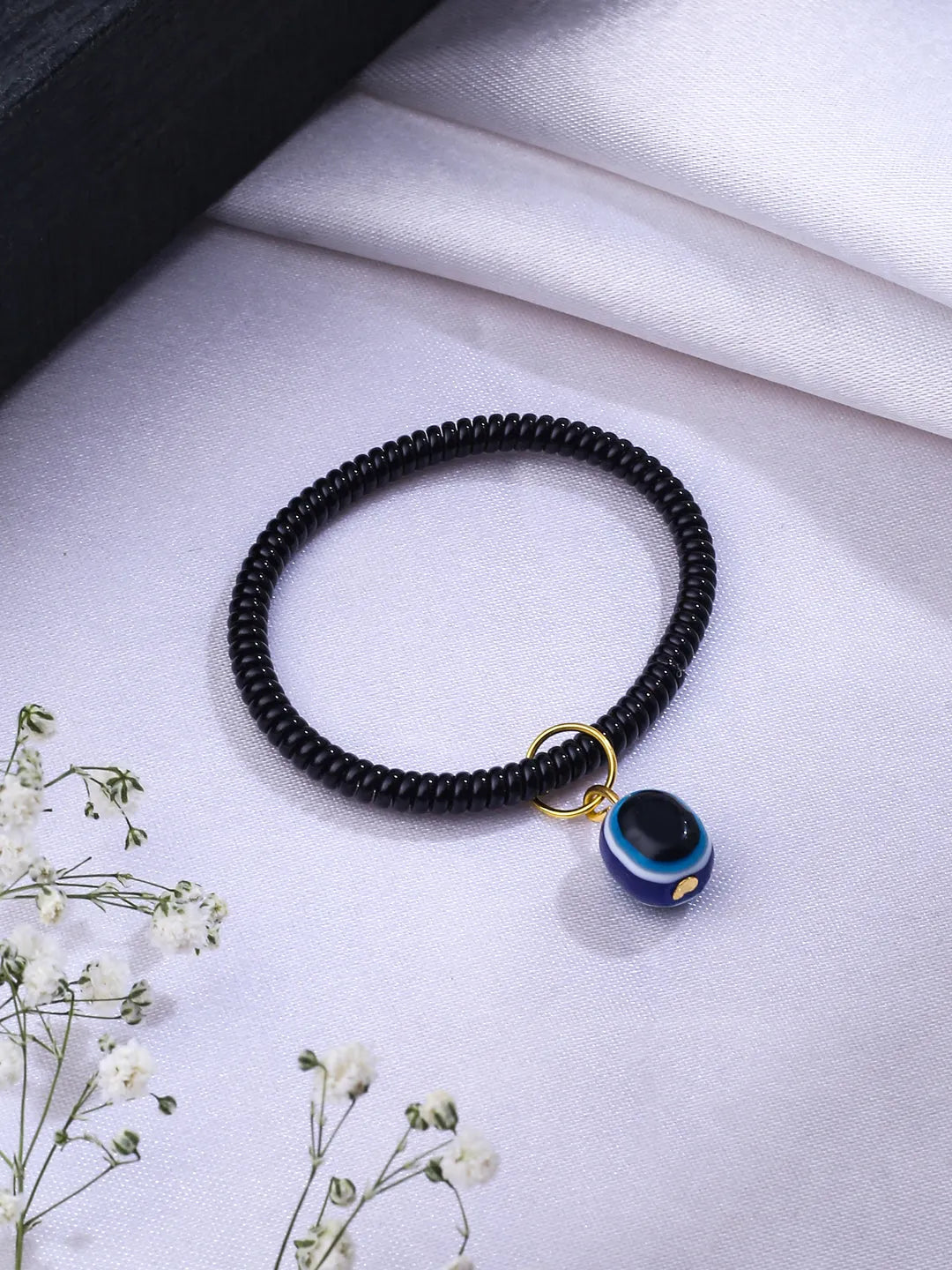 Unisex black evil eye adjustable bracelet