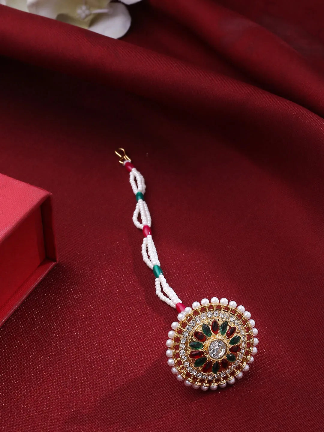 Gold Plated Kundan Borla Maang Tika