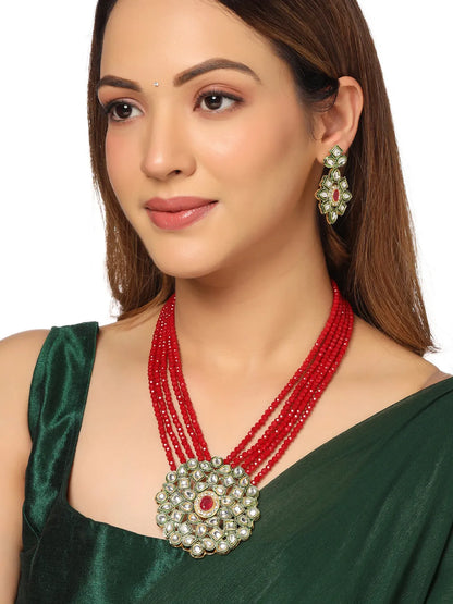 Gold Plated Kundan Studded Jewellery Set