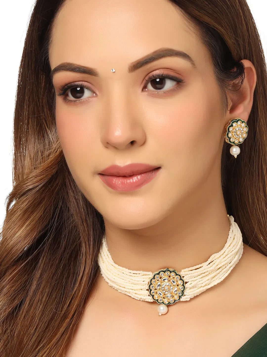 Gold Plated Kundan Studded Jewellery Set