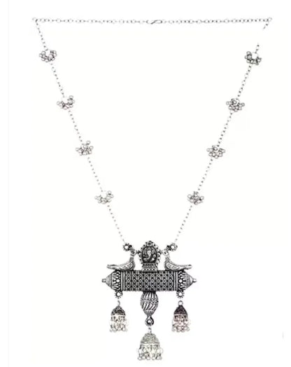 Silver-Plated Oxidised Stone-Studded &amp; Beaded Jewellery Set ( Combo of 2) Samridhi DC