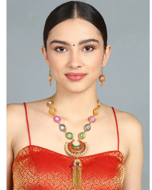 Elegant Silver - Plated Mutlicolor Oxidised Jewellery Set Samridhi DC