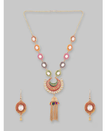 Elegant Silver - Plated Mutlicolor Oxidised Jewellery Set Samridhi DC