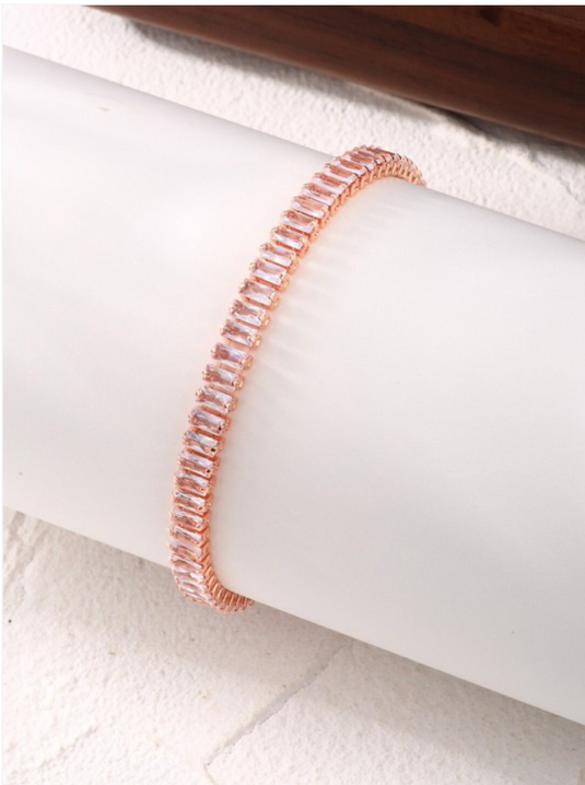 Sleek Rose Gold Diamond Tennis Bracelet