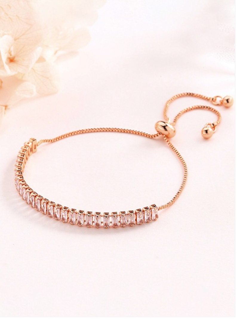 Sleek Rose Gold Diamond Tennis Bracelet