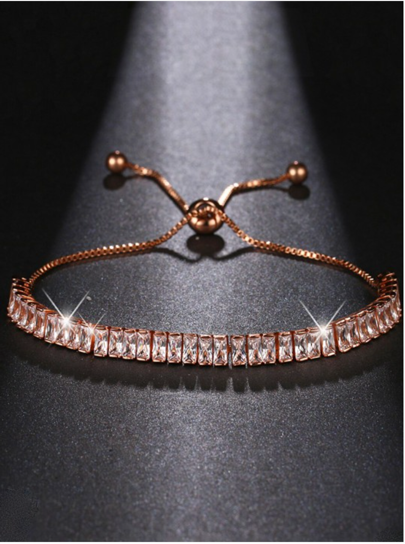 Sleek Rose Gold Diamond Tennis Bracelet