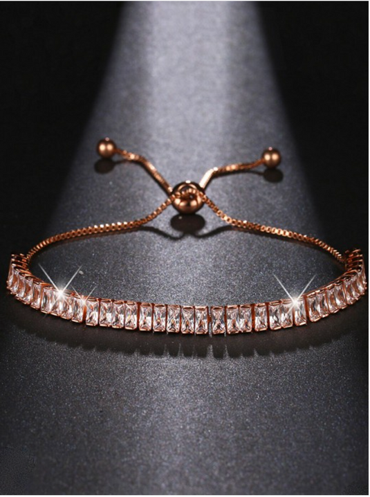 Sleek Rose Gold Diamond Tennis Bracelet