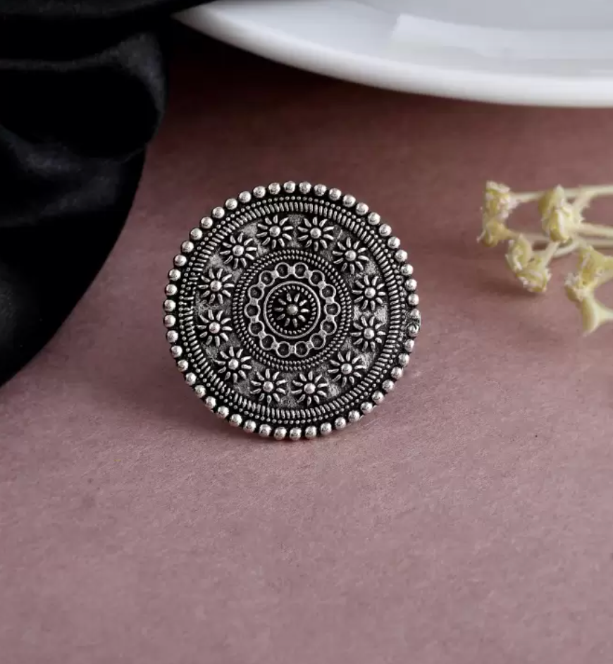 Elegant Oxidised Chakra Rings